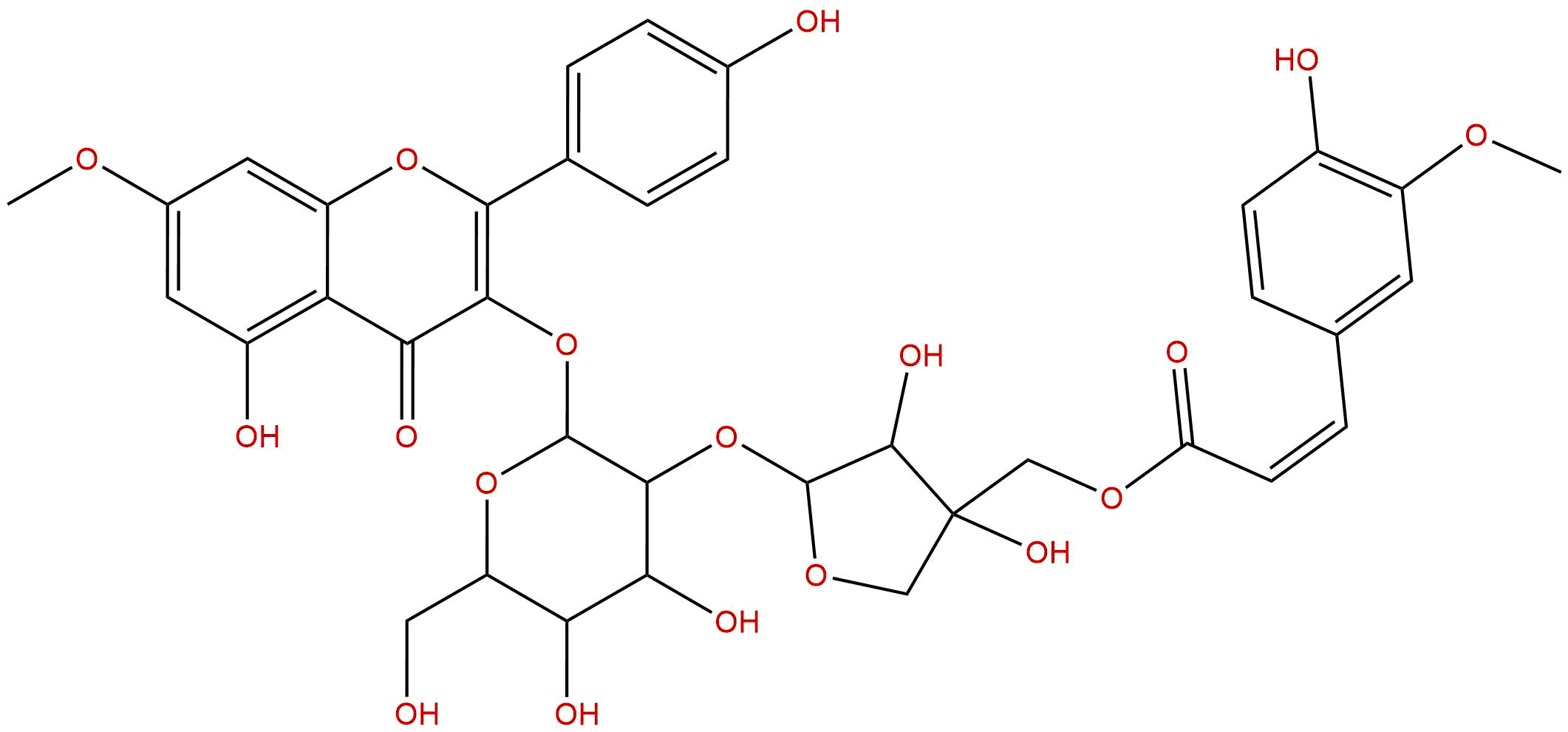 鼠李柠檬素-3-O-[5'''-O-阿魏酰-β-D-芹糖-(1'''→2''')]-β-D-葡萄糖苷
