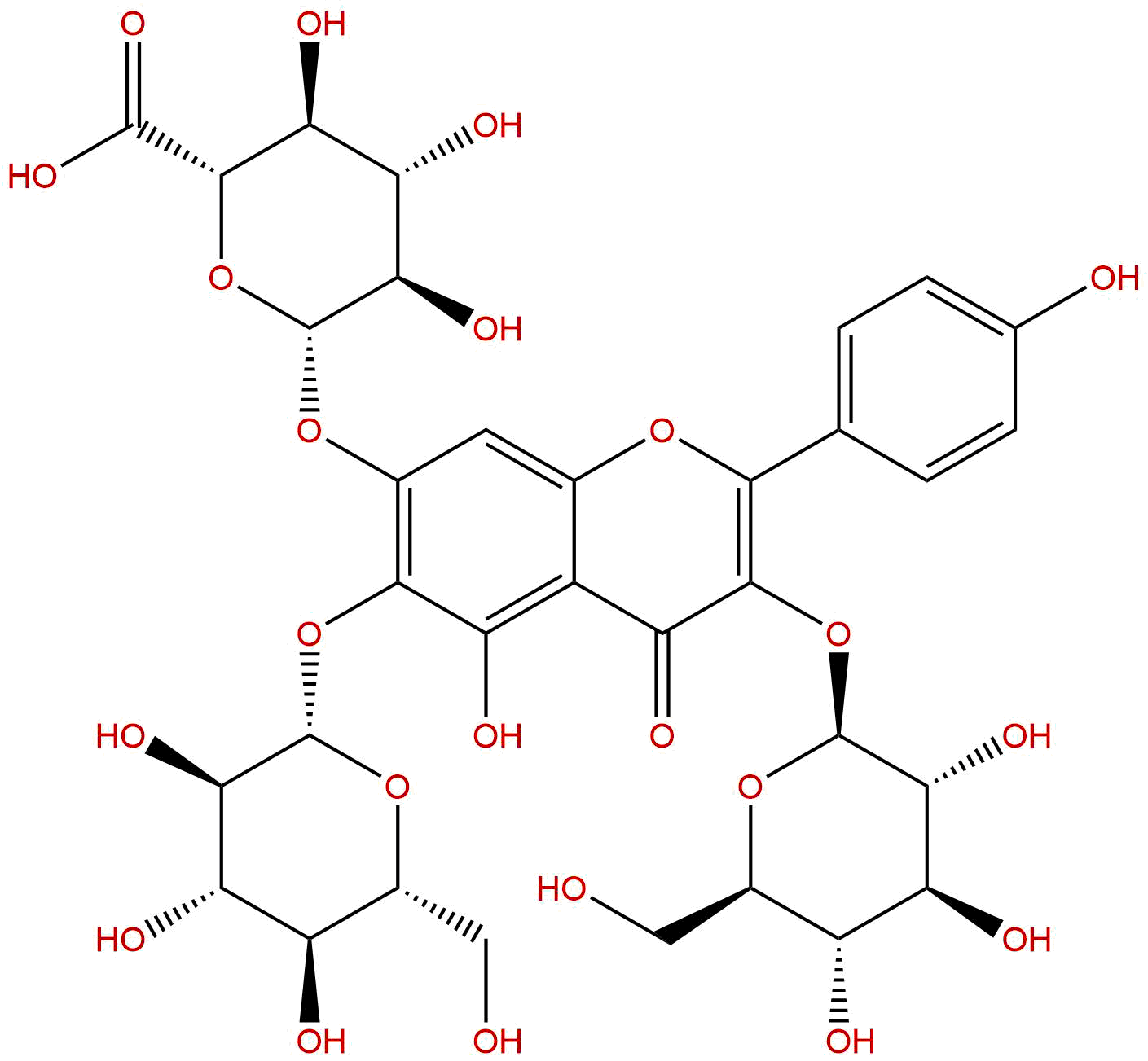 6-羟基山奈酚-3,6-O-二葡萄糖-7-O-葡萄糖醛酸苷