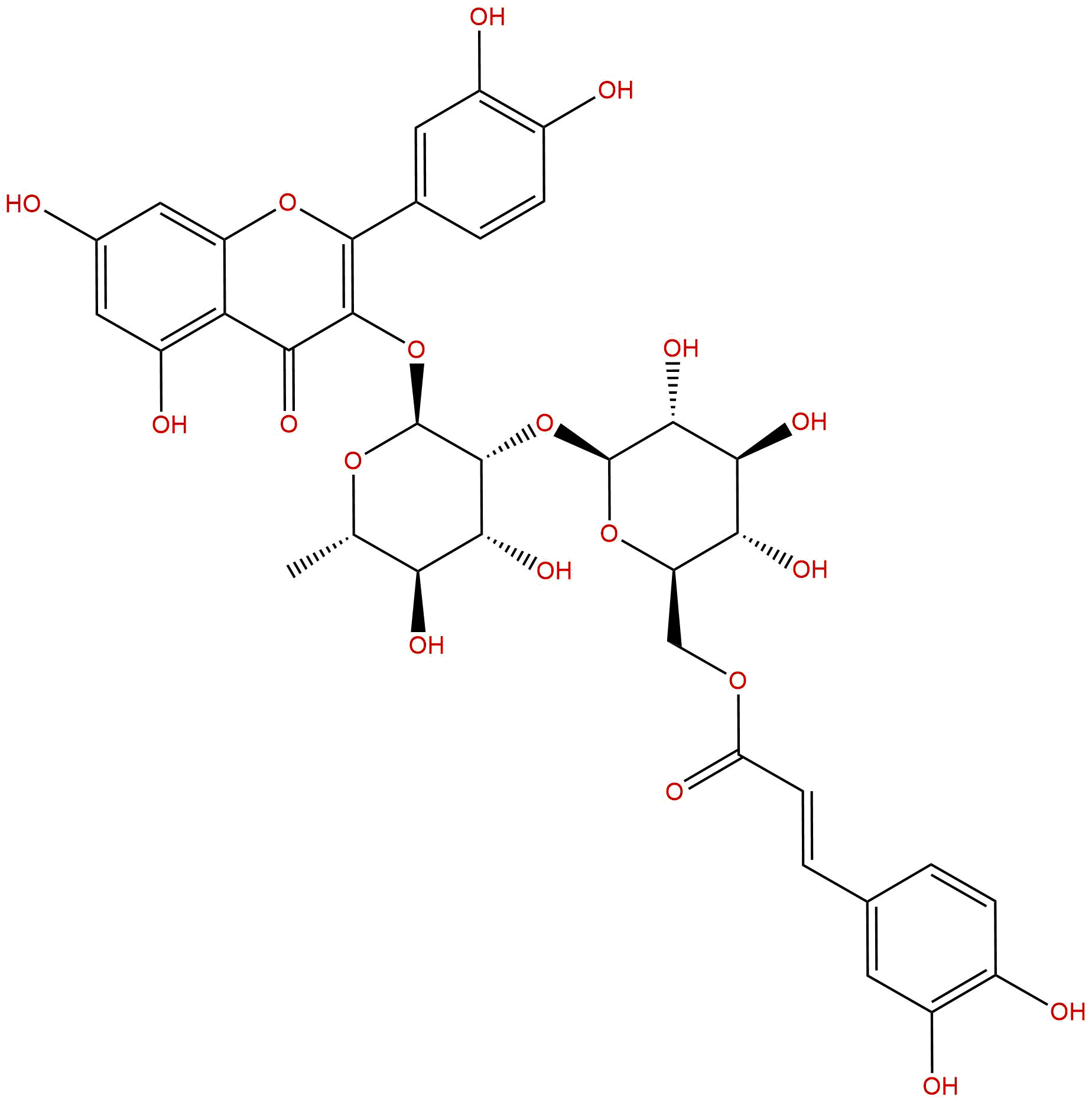 槲皮素-3-O-α-(6'''-咖啡酰葡萄糖基-β-1,2-鼠李糖苷)